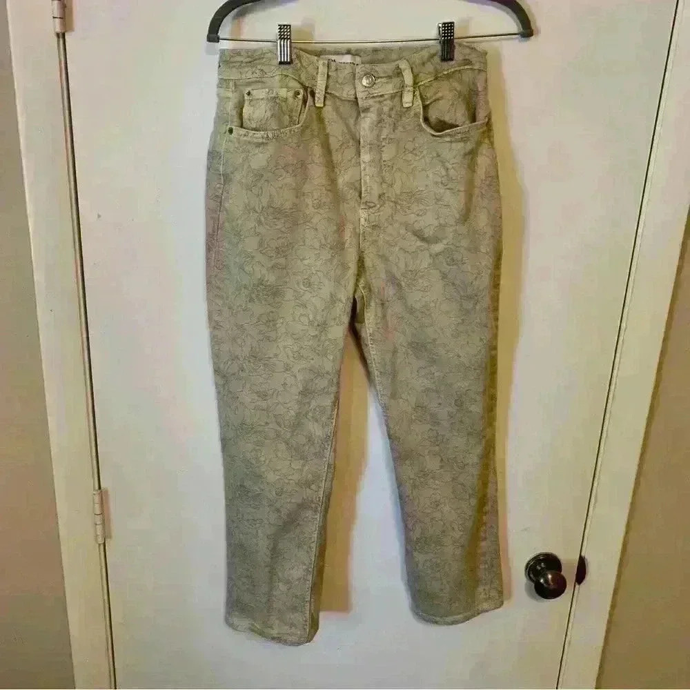 Zara The Dreed Flare Floral Print Jeans Size 10
